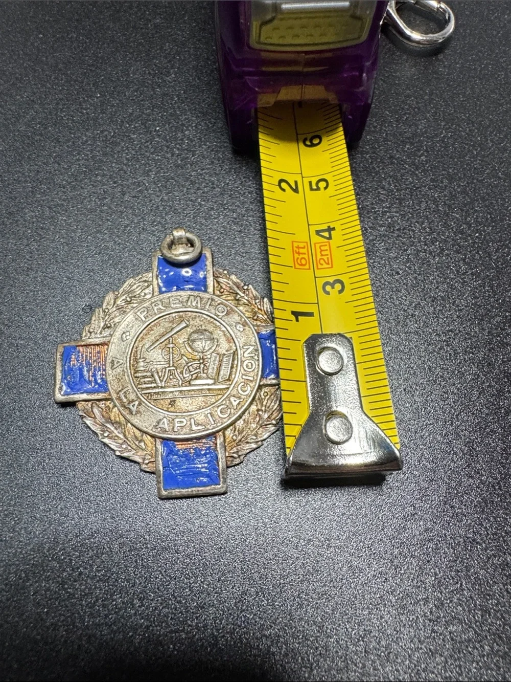 VTG Source Unknown Blue Enamel Cross Medal with Laurel Wreath